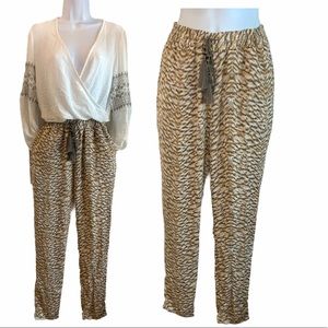 H&M Drawstring Tapered Leg Printed Pants w Pockets Size 4
